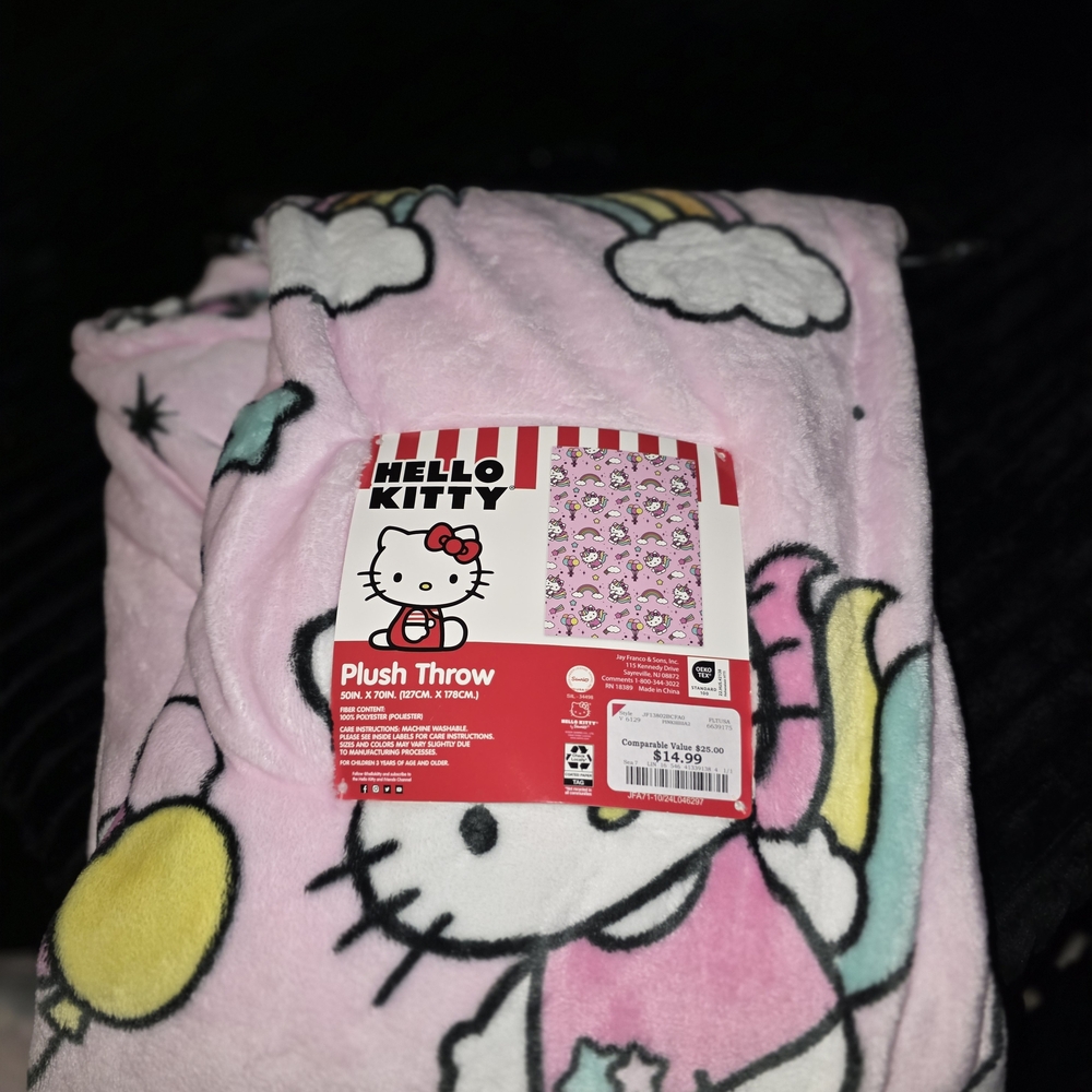 Hello Kitty Pink Plush Throw with Colorful Accents
